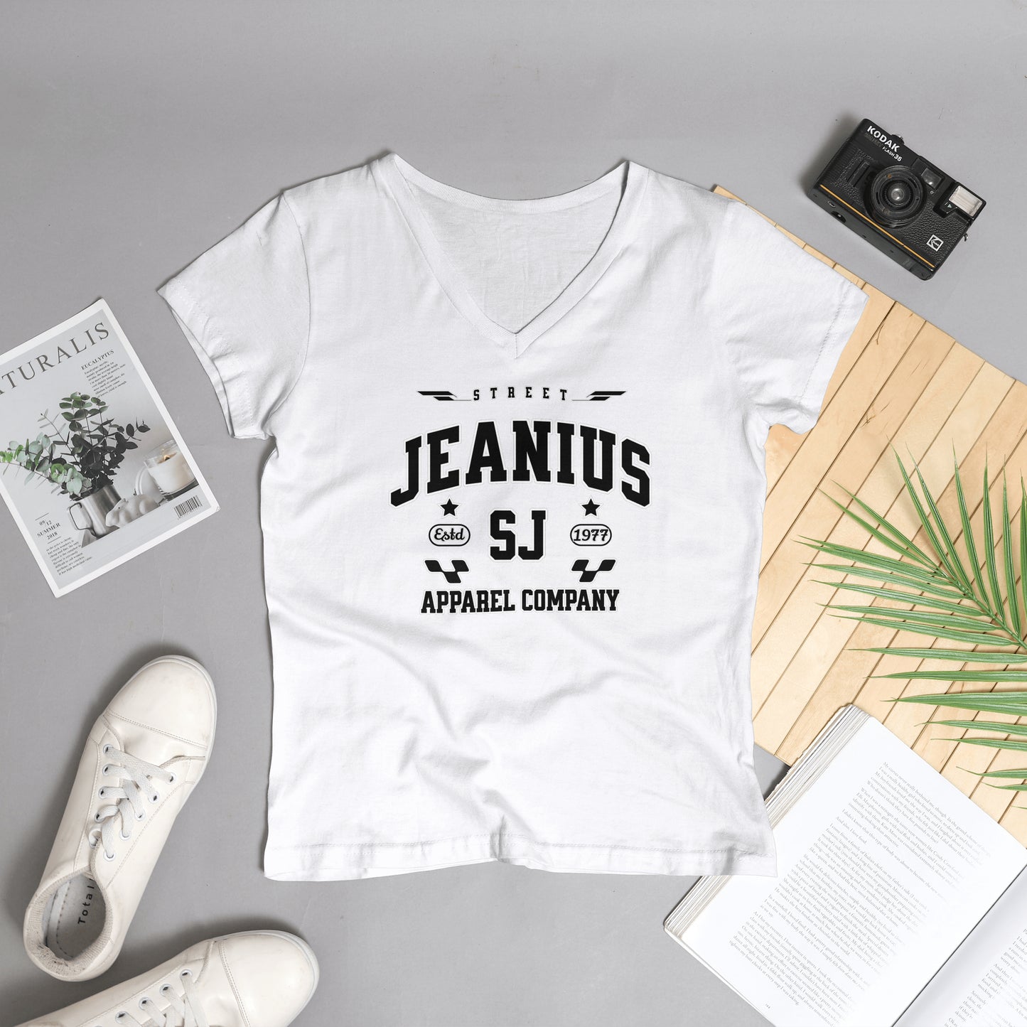 Street Jeanius Varsity V Neck Tee