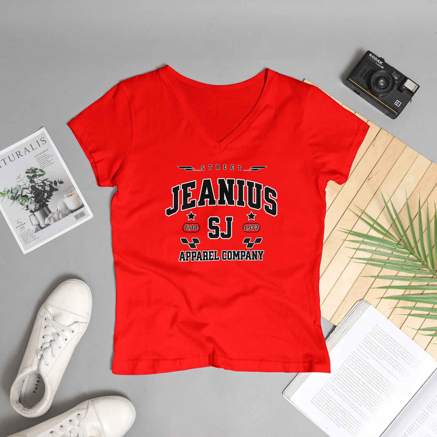 Street Jeanius Varsity V Neck Tee