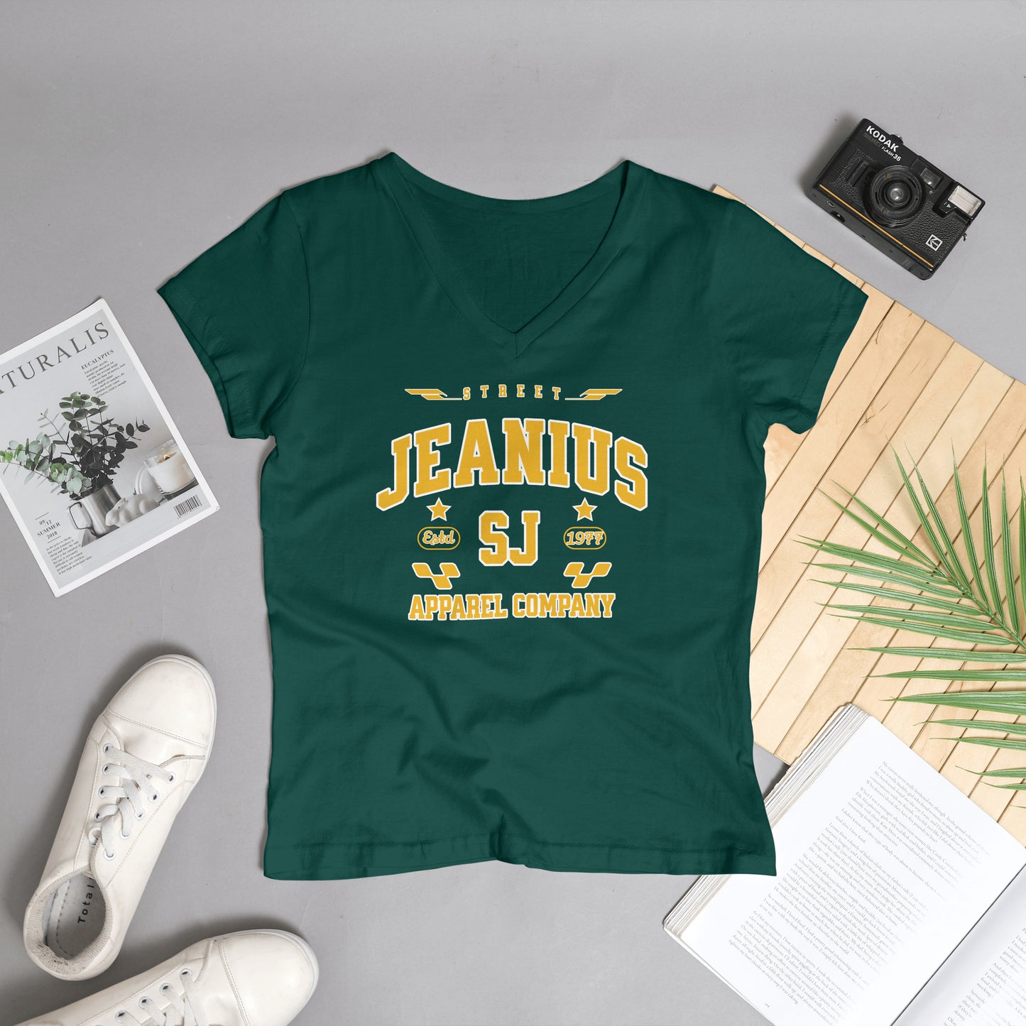 Street Jeanius Varsity V Neck Tee