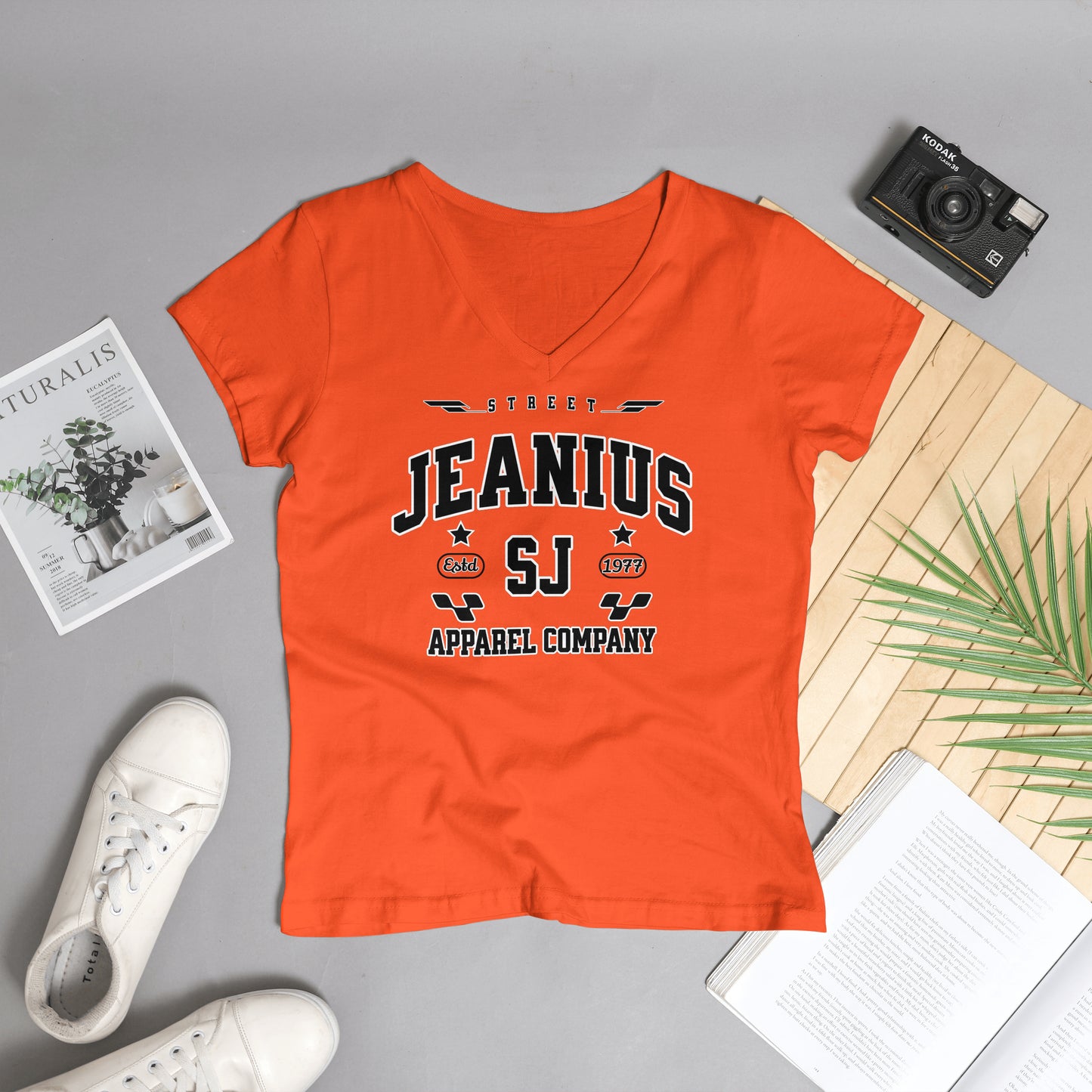Street Jeanius Varsity V Neck Tee