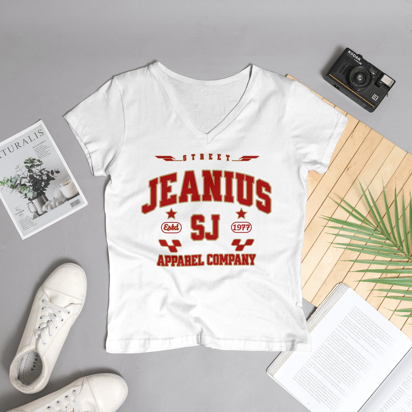 Street Jeanius Varsity V Neck Tee